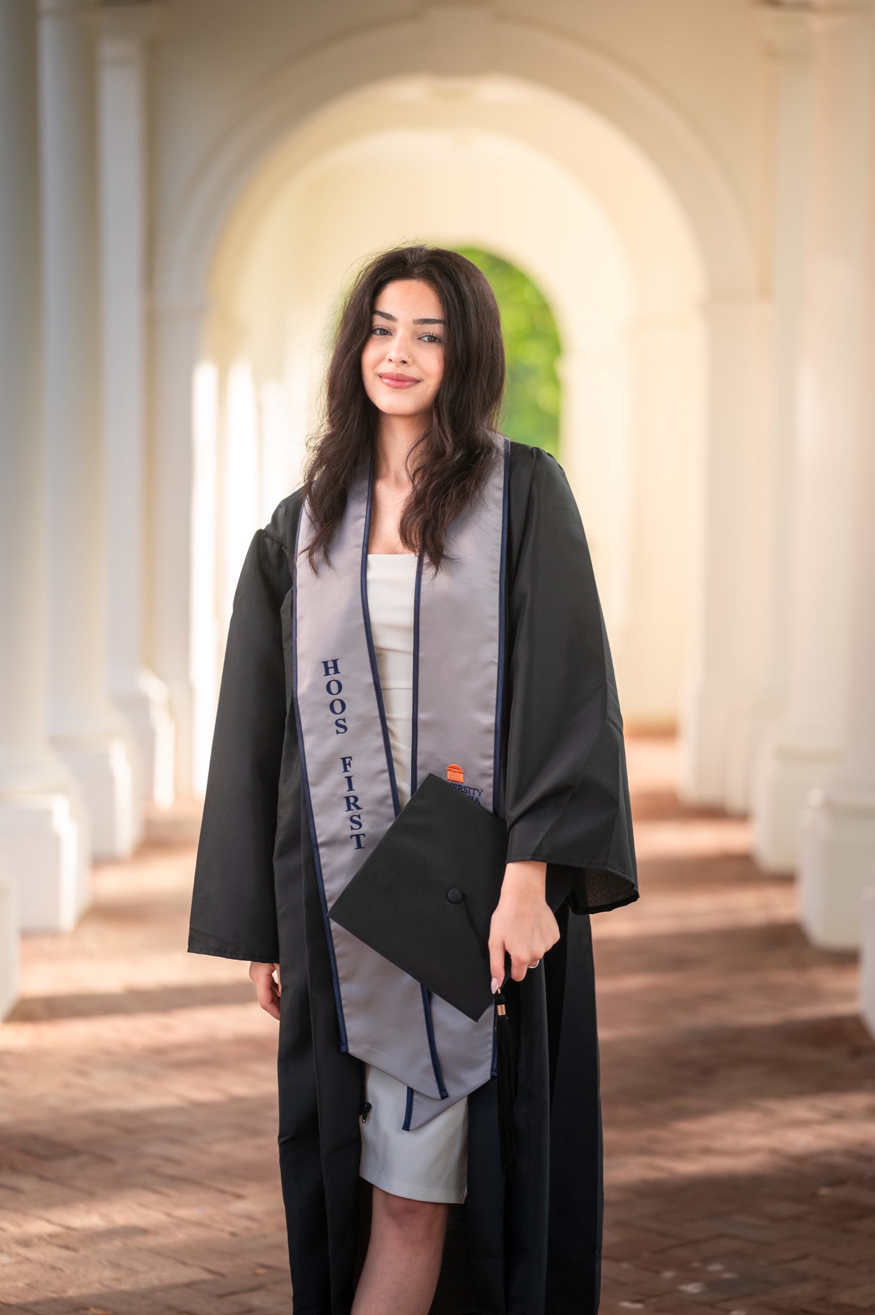 Graduation portrait with editorial framing